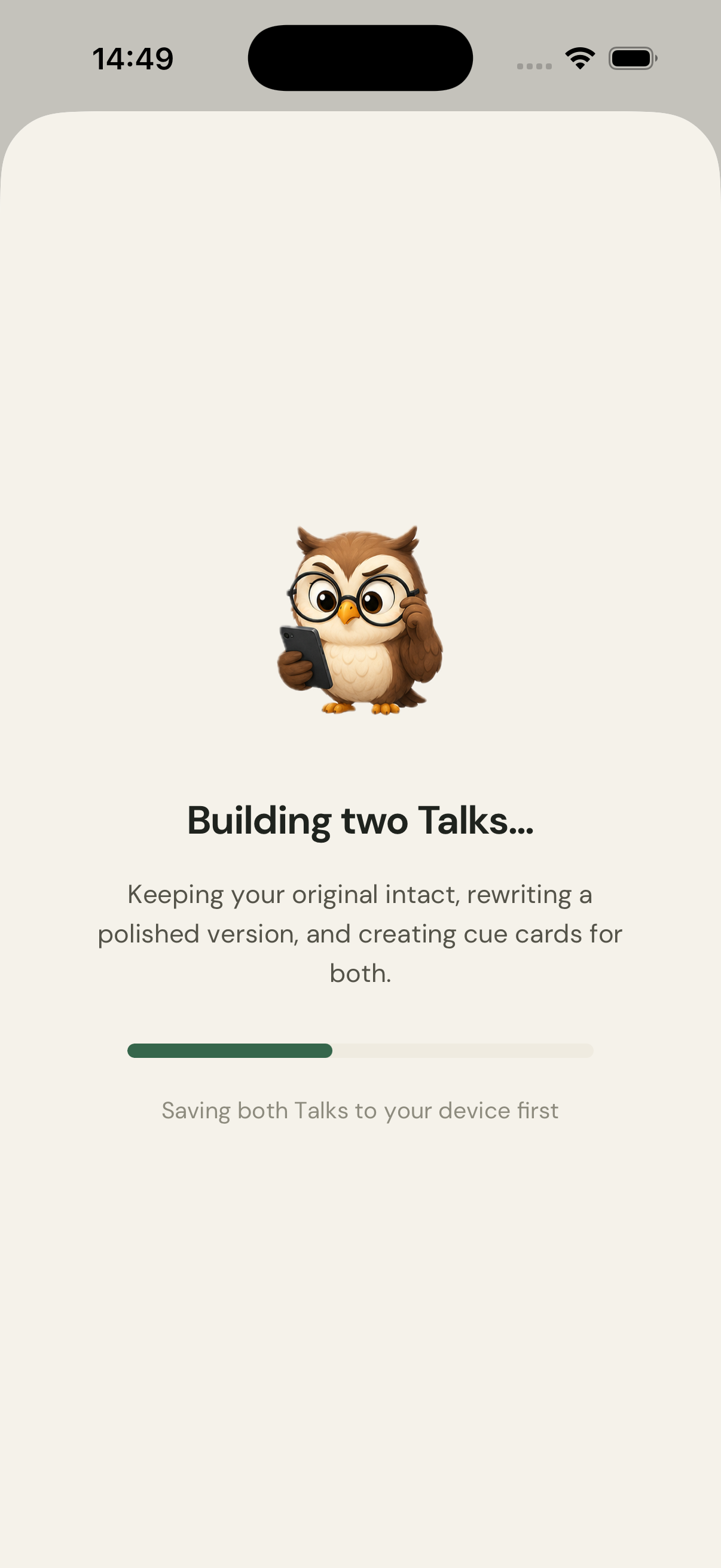 CueLift building a Talk, saving to the device first